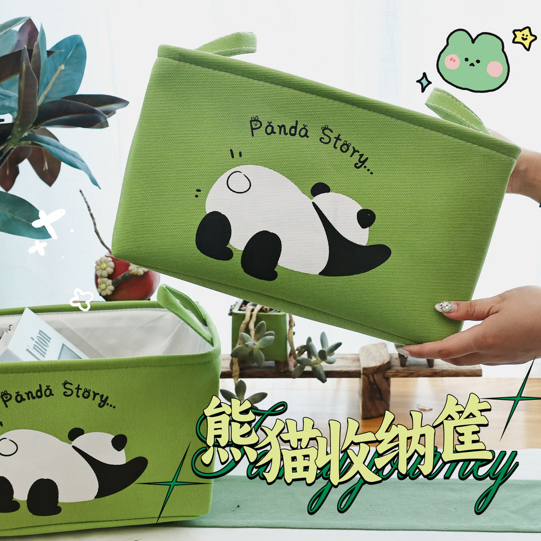 20L 可爱熊猫收纳筐大容量可折叠手提箱置物家用宿舍收纳箱卡通