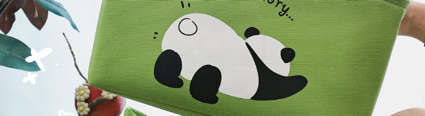 20L 可爱熊猫收纳筐大容量可折叠手提箱置物家用宿舍收纳箱卡通